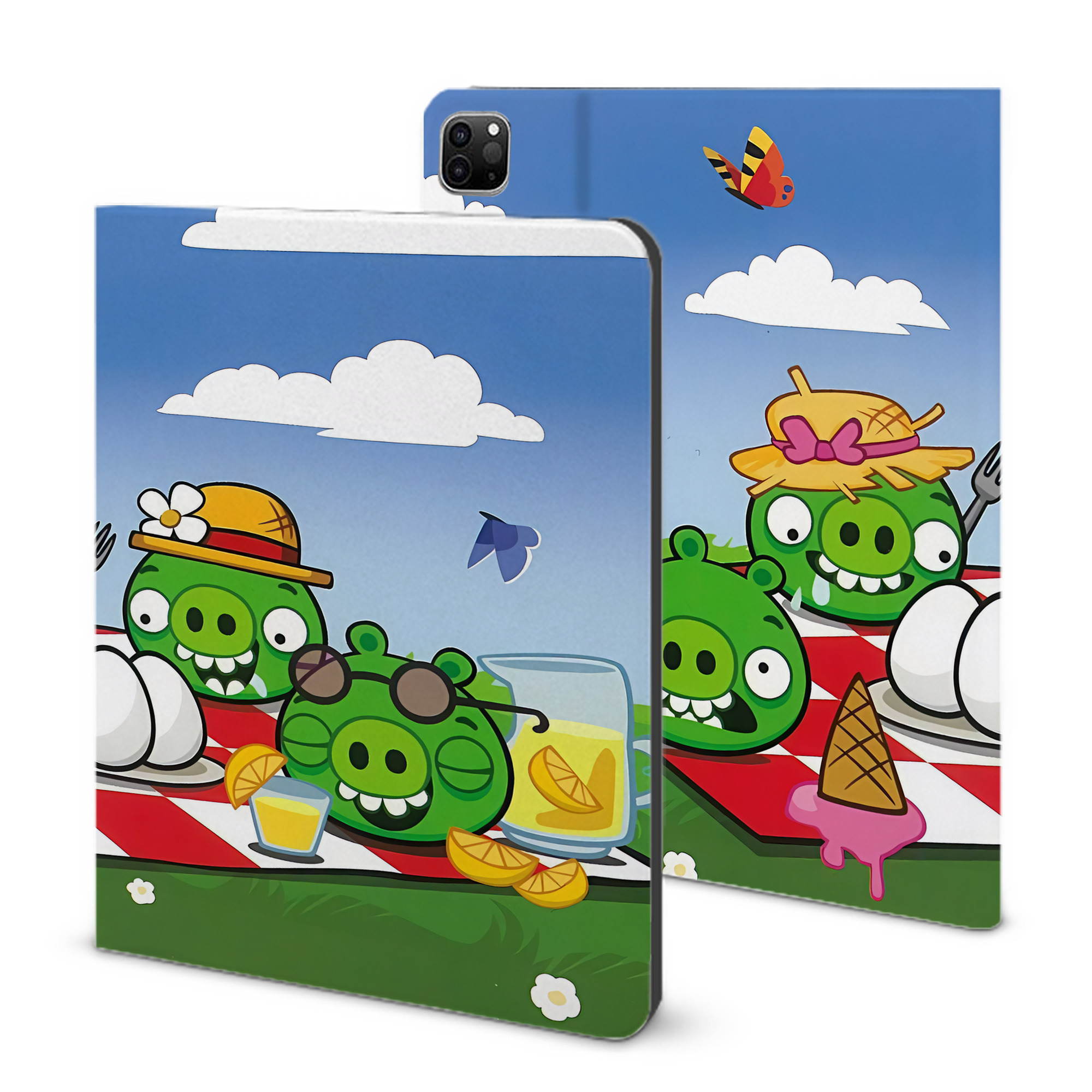 （画像用） Angry Birds アングリーバード IPad ケース ブック型 PUレザー TPU 耐衝撃 軽量 薄型 ペン収納なし 全面保護 IPad 各モデル対応